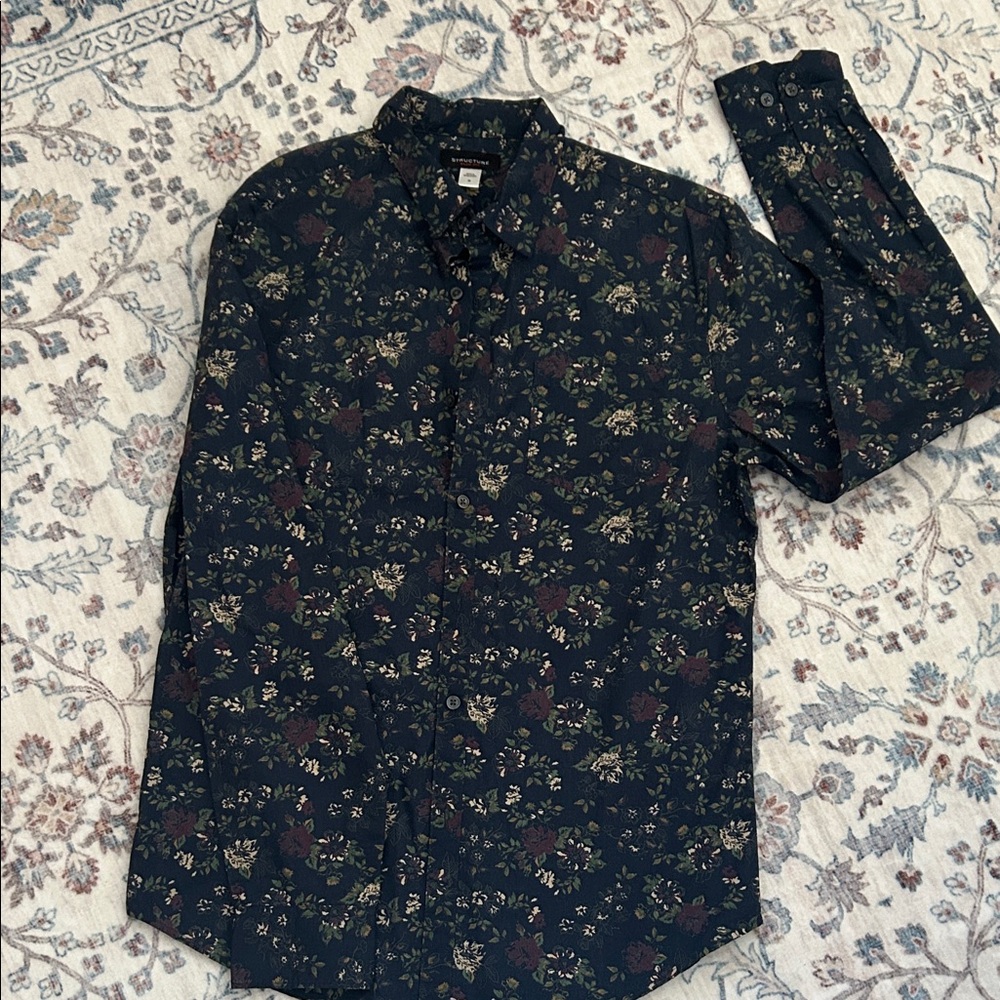 Structure Men's Black Floral Button Down Shirt